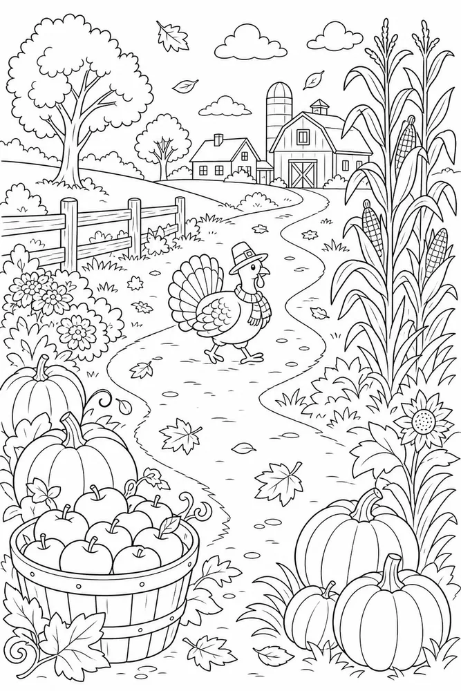 Thanksgiving Coloring Pages for Kids Thanksgiving coloring pages for kids outdoor path coloring page