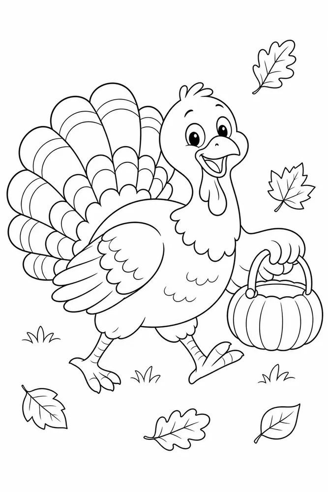 Thanksgiving Coloring Pages for Kids Thanksgiving coloring pages for kids playful pose coloring page