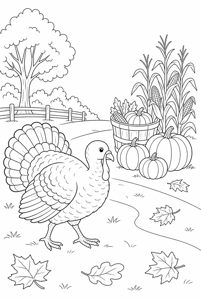 Thanksgiving Coloring Pages for Kids Thanksgiving coloring pages for kids simple scene coloring page