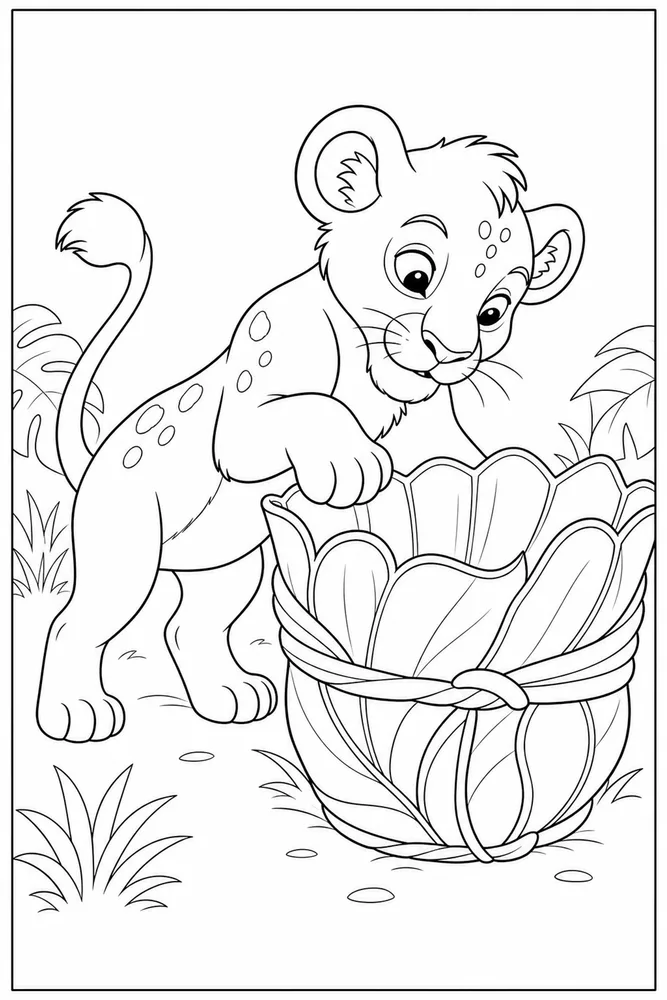 Lion Cub Lion cub activity scene coloring page