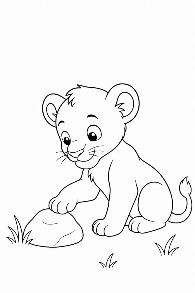 Lion Cub Lion cub easy beginner page coloring page