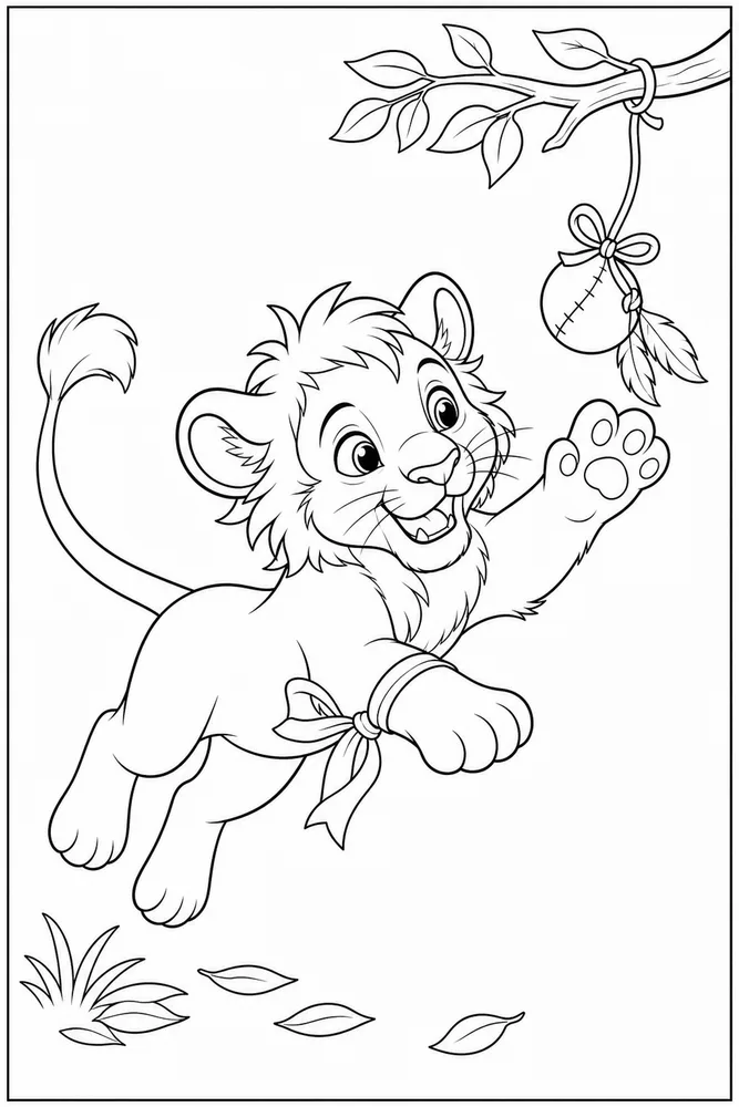 Lion Cub Lion cub playful pose coloring page