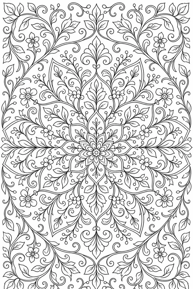 Adult Mandala Botanical Vines coloring page