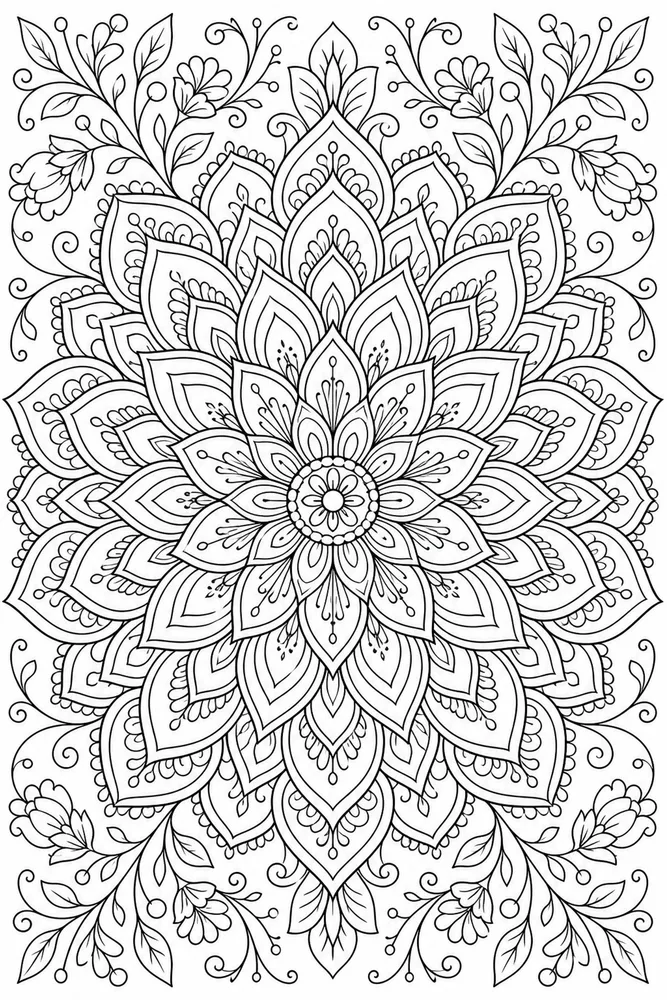 Adult Mandala Floral Petals coloring page