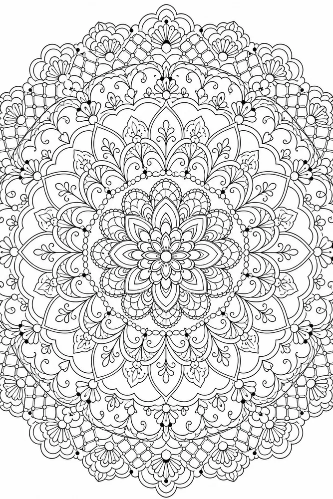 Adult Mandala Lace Rosette coloring page