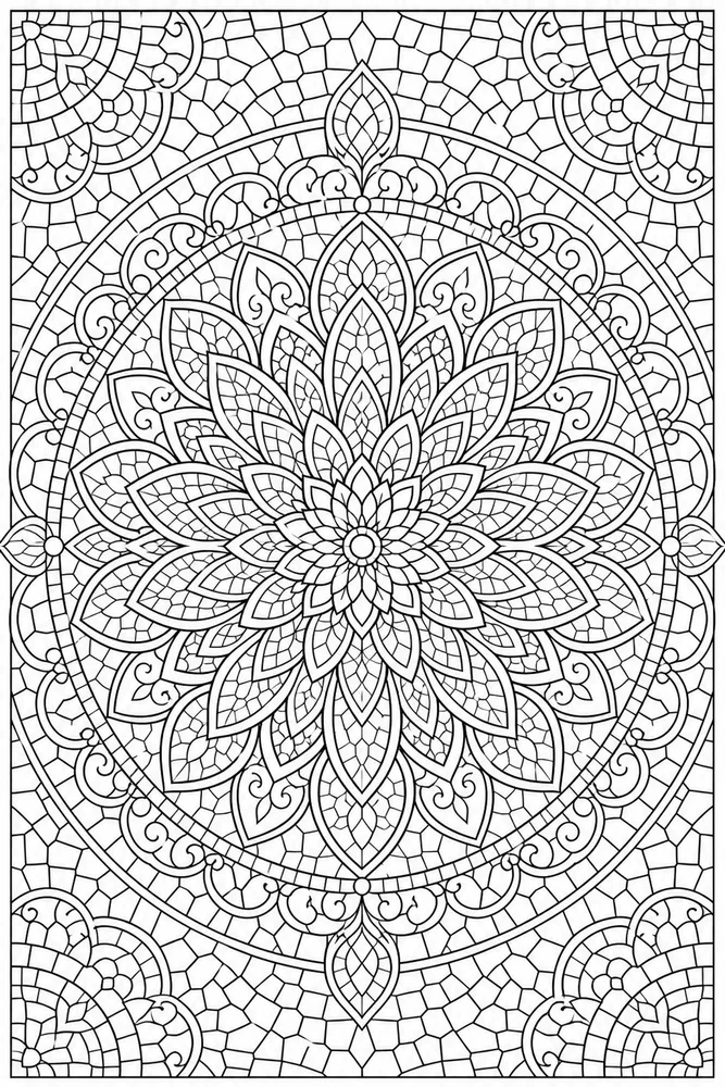 Adult Mandala Mosaic Rosette coloring page