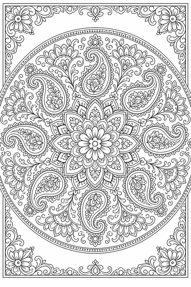 Adult Mandala Paisley Circle coloring page
