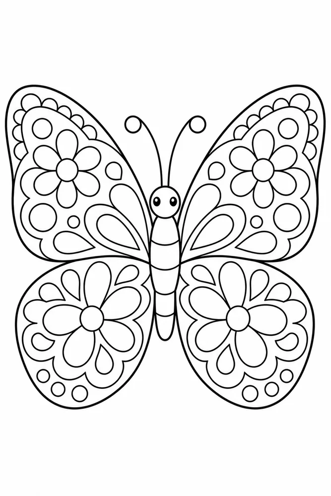 Easy Mandala Butterfly Shape coloring page