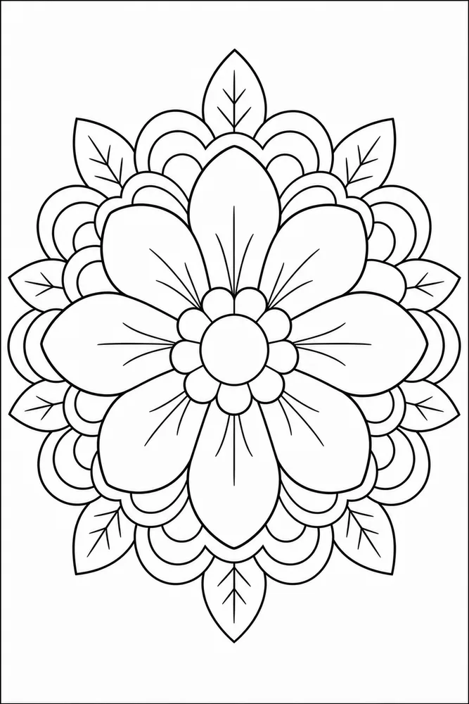 Easy Mandala Simple Flower coloring page