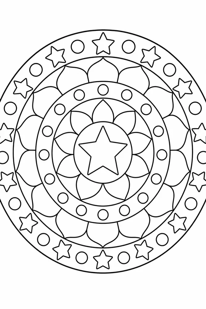 Easy Mandala Star Center coloring page