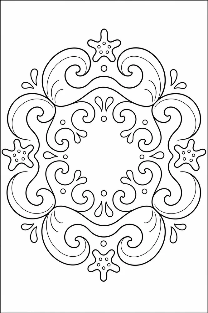 Easy Mandala Wave Ring coloring page