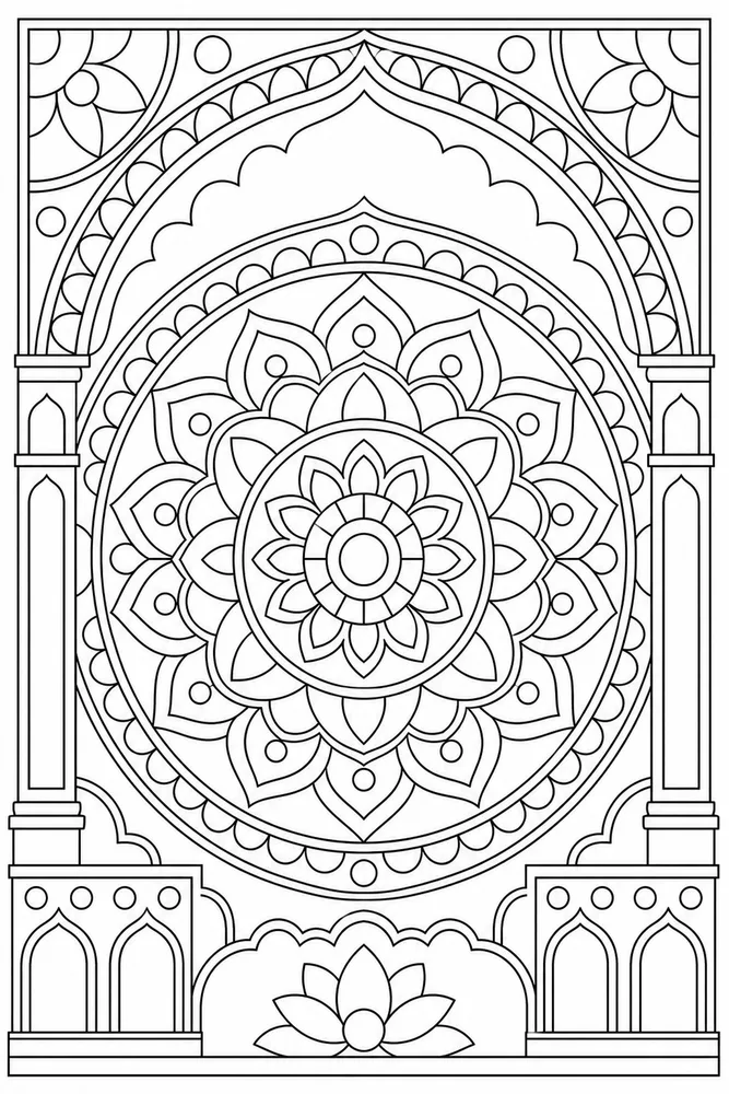 Geometric Mandala Arch Geometry coloring page