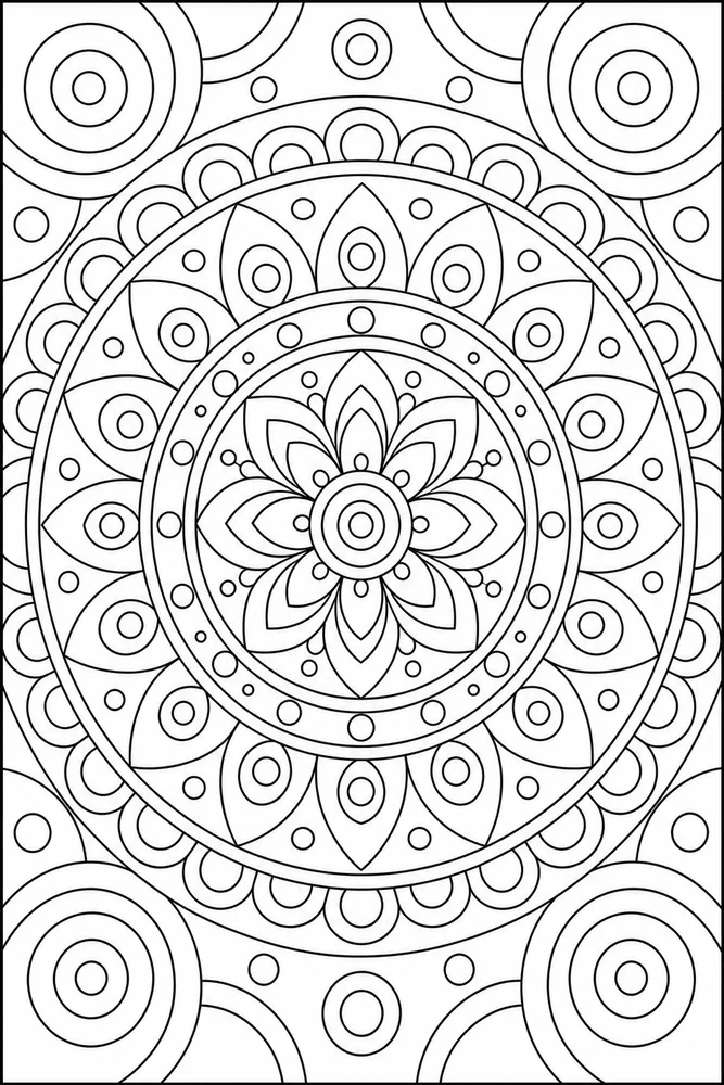 Geometric Mandala Nested Circles coloring page