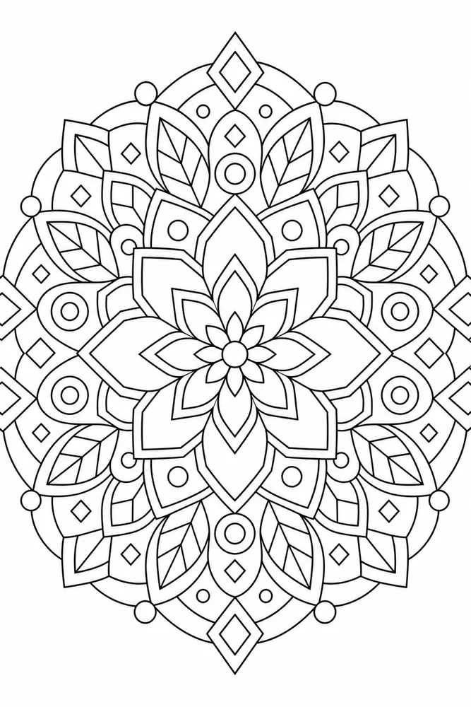 Geometric Mandala Polygon Flower coloring page