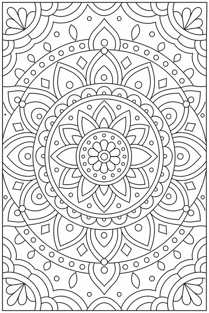 Geometric Mandala Radial Grid coloring page