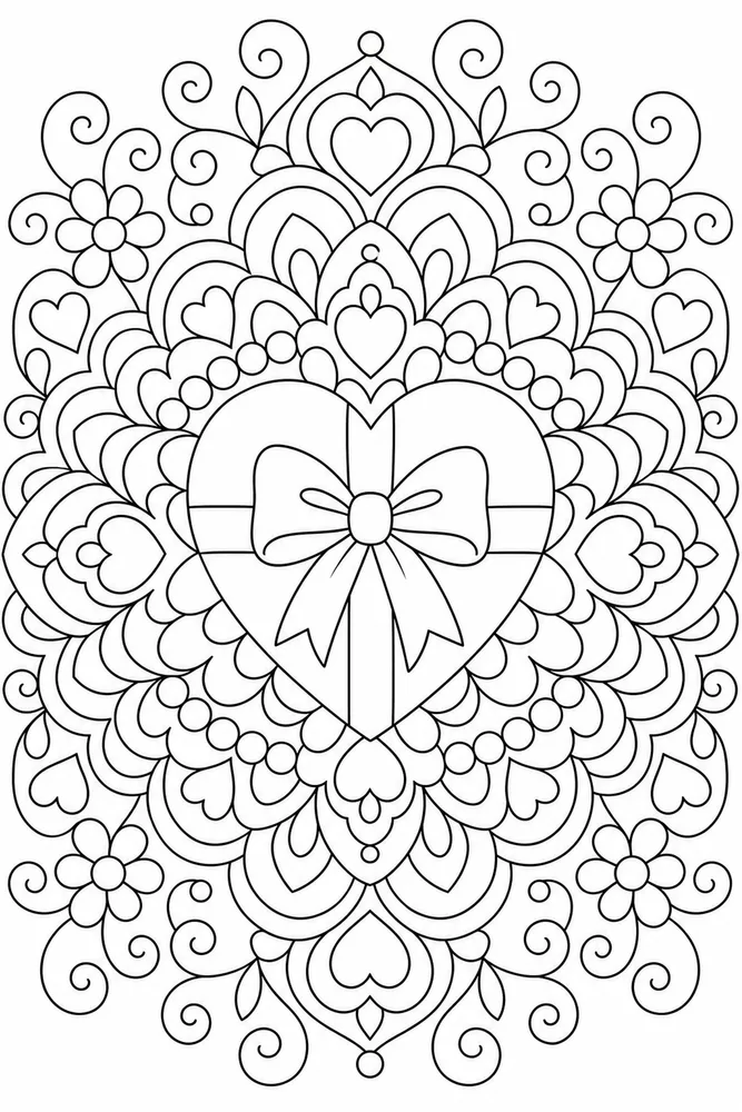 Heart Mandala Gift Heart coloring page