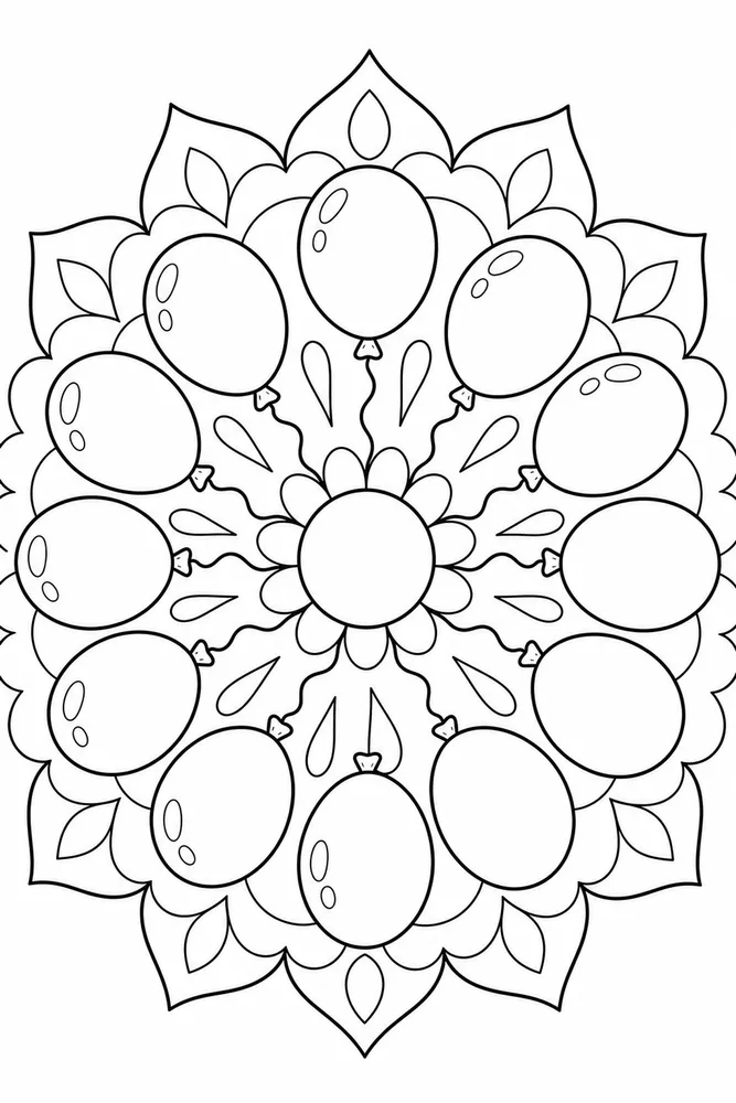 Kids Mandala Balloon Circle coloring page