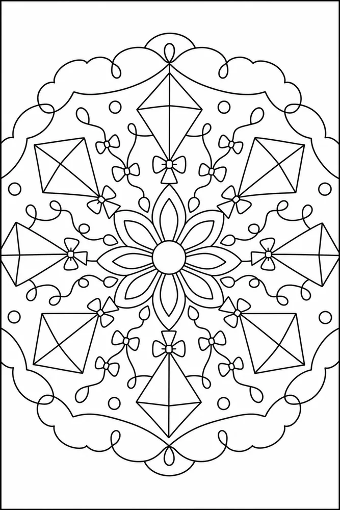 Kids Mandala Kite Pattern coloring page