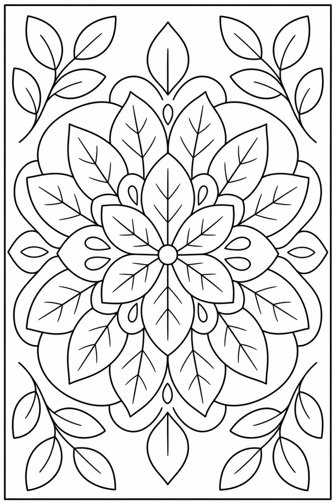 Kids Mandala Leaf Pattern coloring page