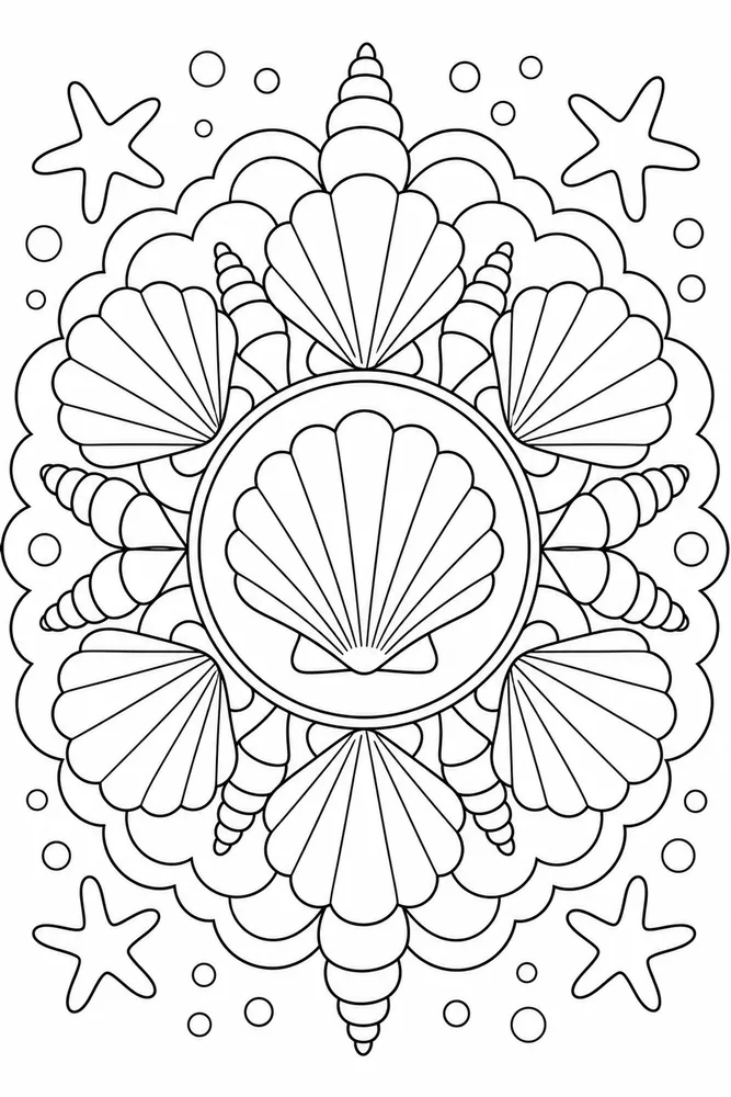 Kids Mandala Shell Circle coloring page