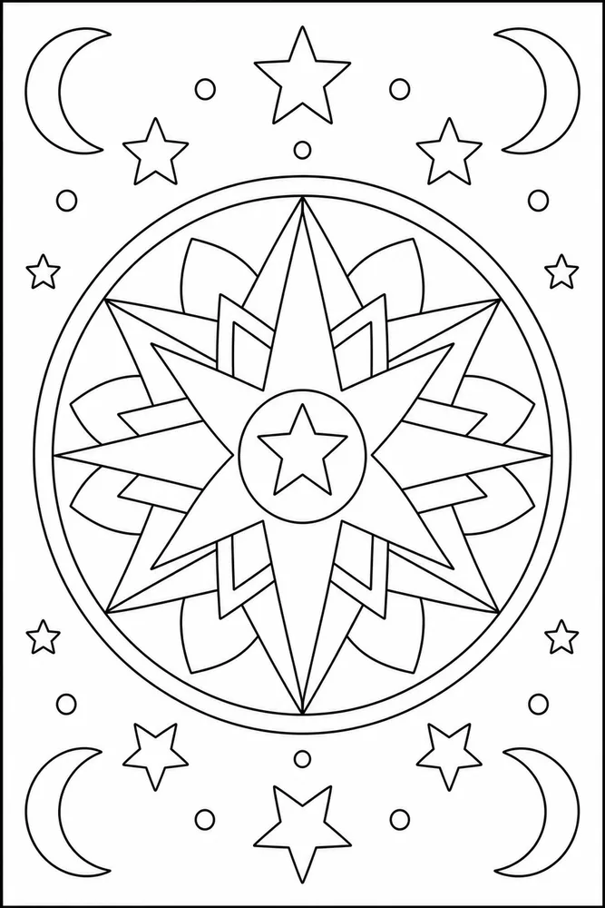 Kids Mandala Star Wheel coloring page