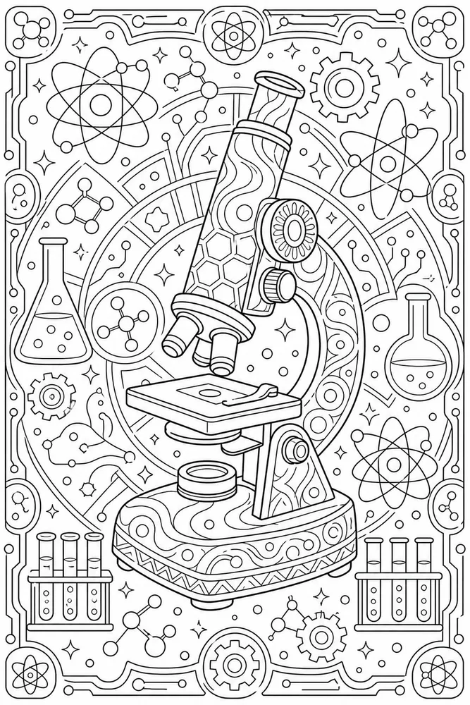 Science Mandala Science mandala activity scene coloring page