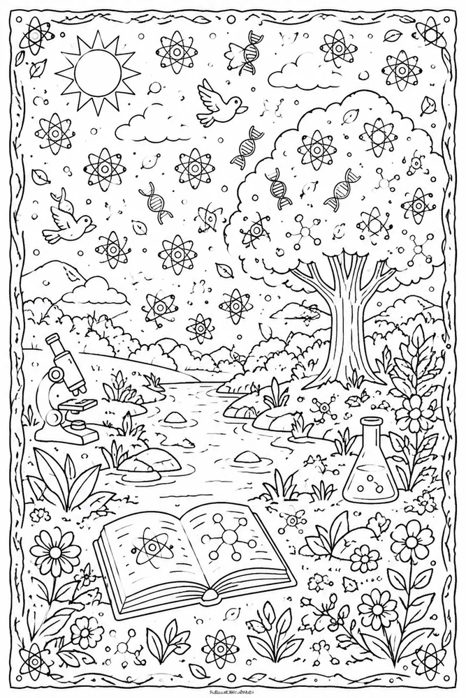 Science Mandala Science mandala habitat background coloring page