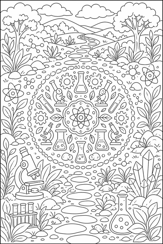 Science Mandala Science mandala outdoor path coloring page