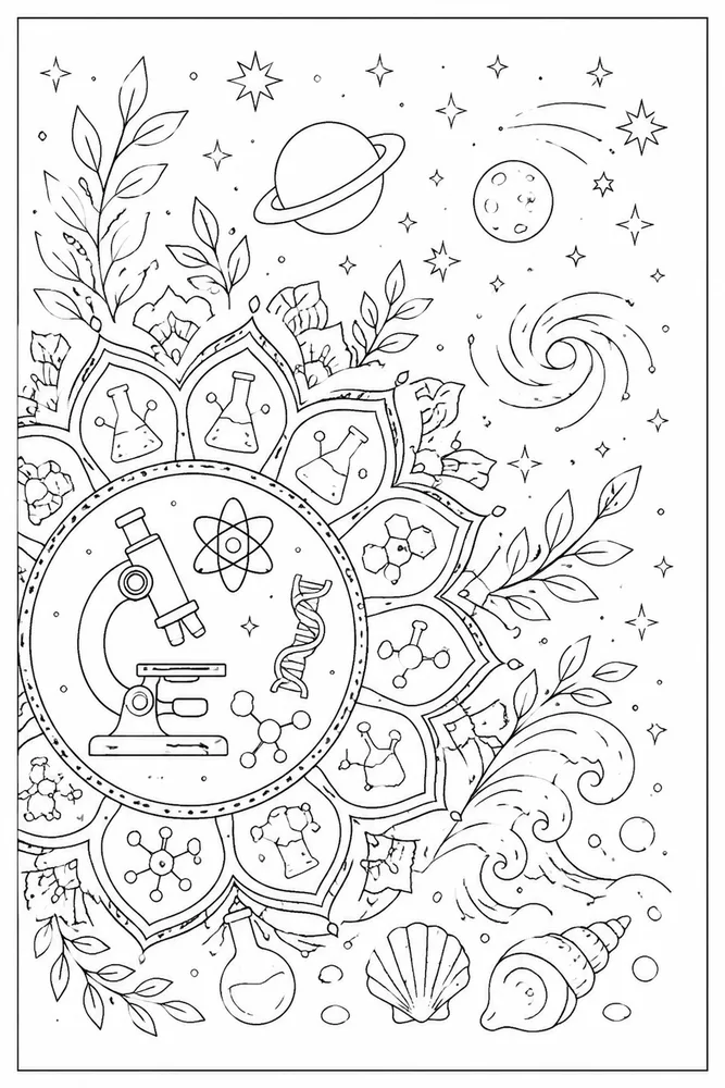 Science Mandala Science mandala simple scene coloring page