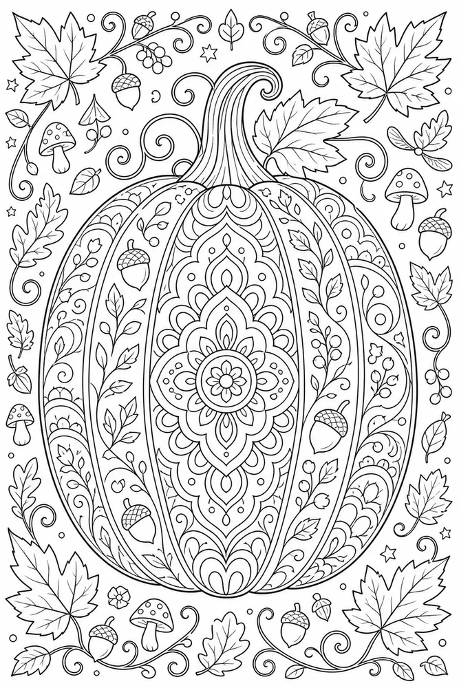 Seasonal Mandala Seasonal mandala activity scene coloring page