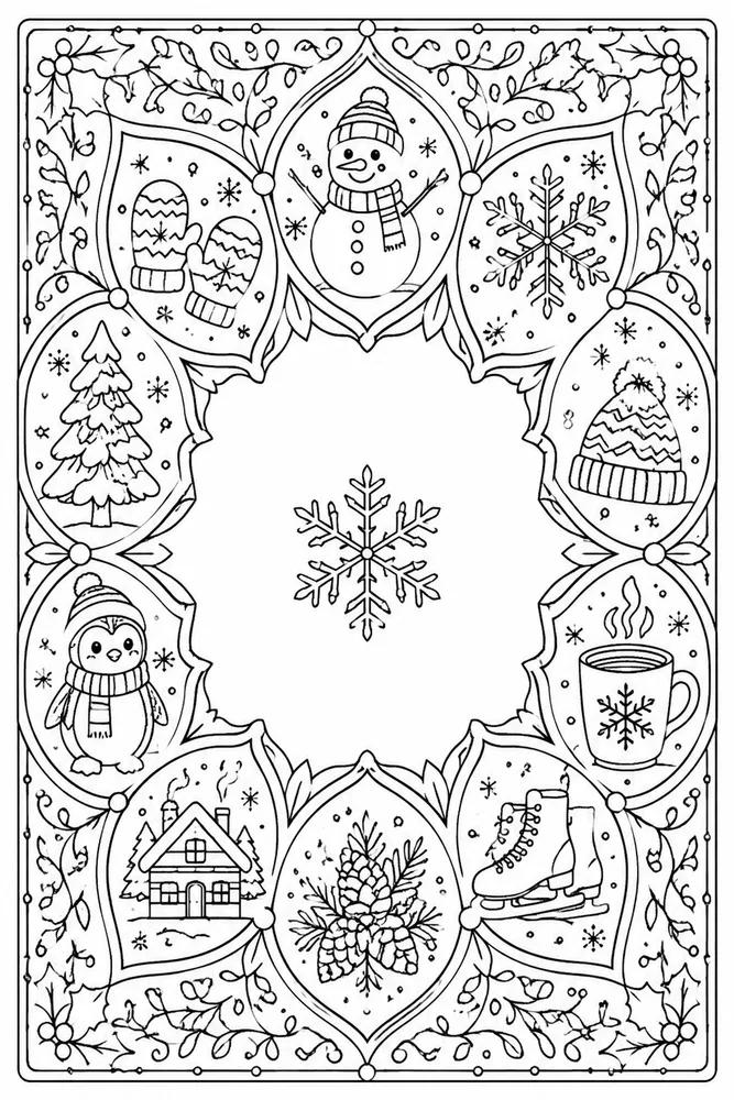 Seasonal Mandala Seasonal mandala decorative border coloring page