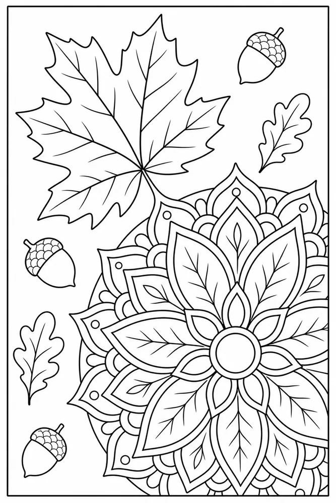 Seasonal Mandala Seasonal mandala easy beginner page coloring page