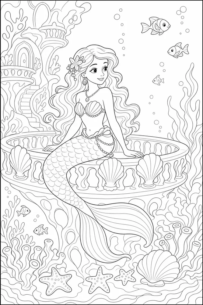 Beautiful Mermaid Reef Balcony coloring page