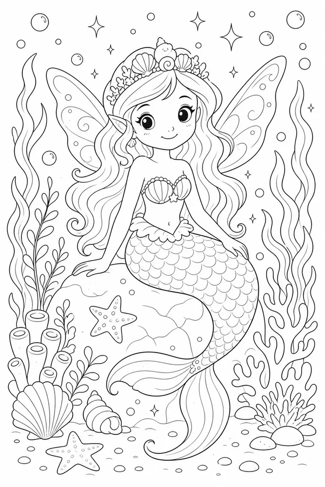 Mermaid Magic Fairy Mermaid coloring page