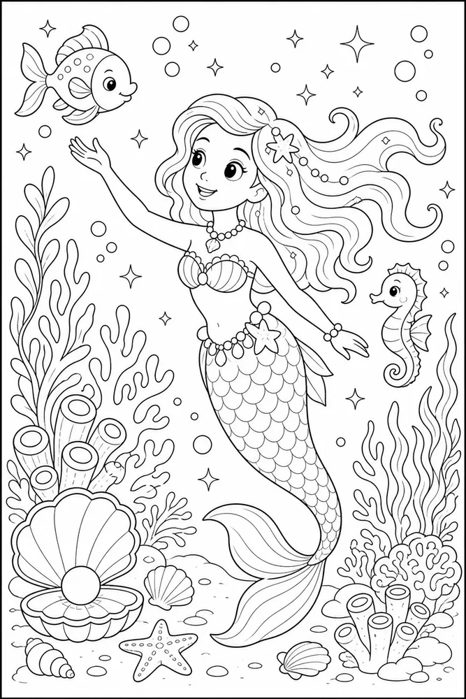 Mermaid Magic Sparkle Reef coloring page