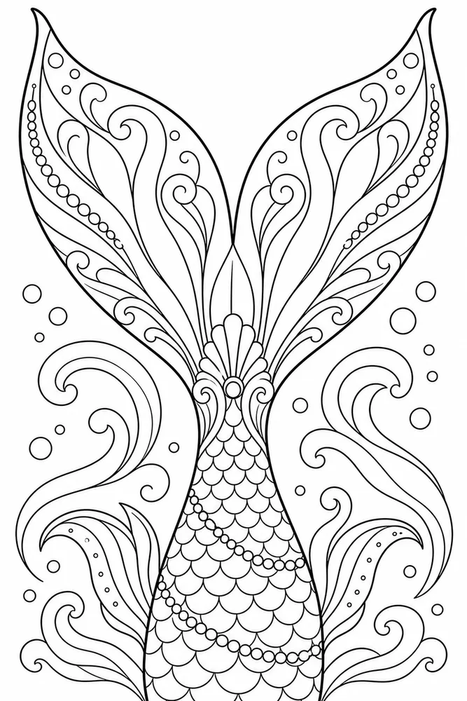Mermaid Tail Tail Fin coloring page