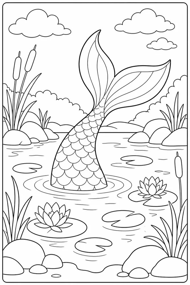 Mermaid Tail Tail In Lagoon coloring page