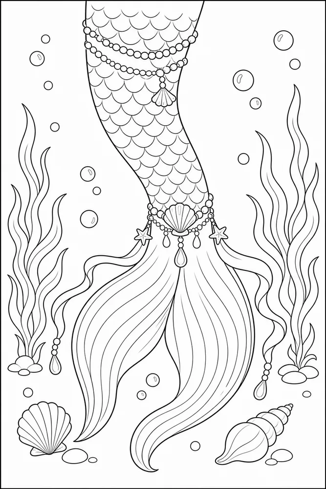 Mermaid Tail Tail Jewelry coloring page