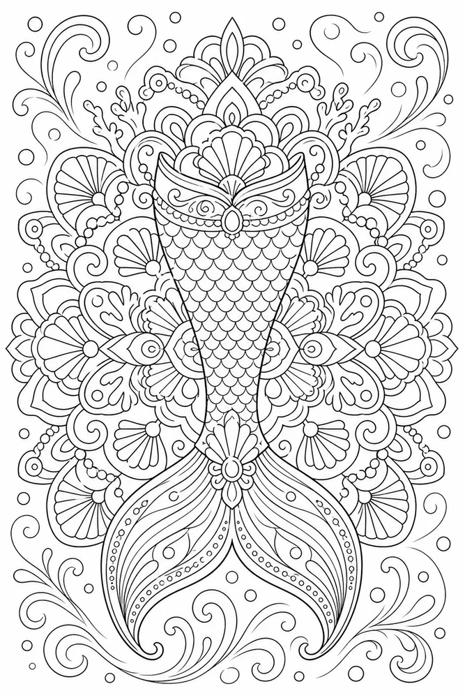 Mermaid Tail Tail Mandala coloring page