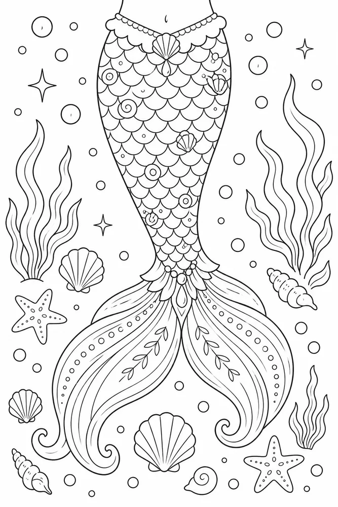 Mermaid Tail Tail Pattern coloring page