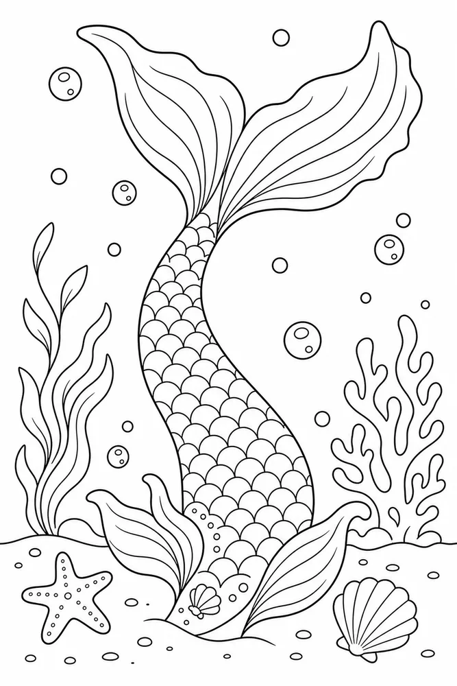Mermaid Tail Tail Silhouette coloring page