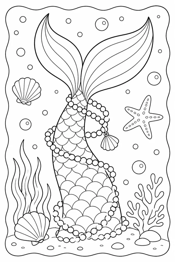 Mermaid Tail Tail With Pearls coloring page