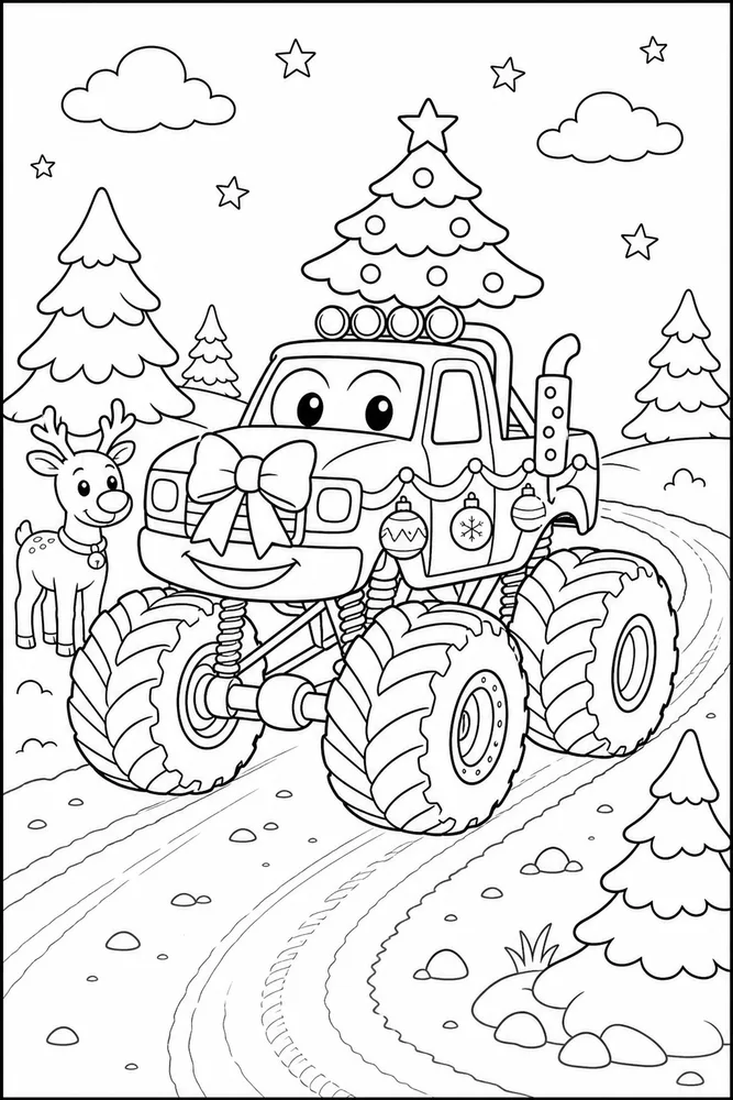 Christmas Monster Truck Christmas Monster Truck Dirt Road coloring page