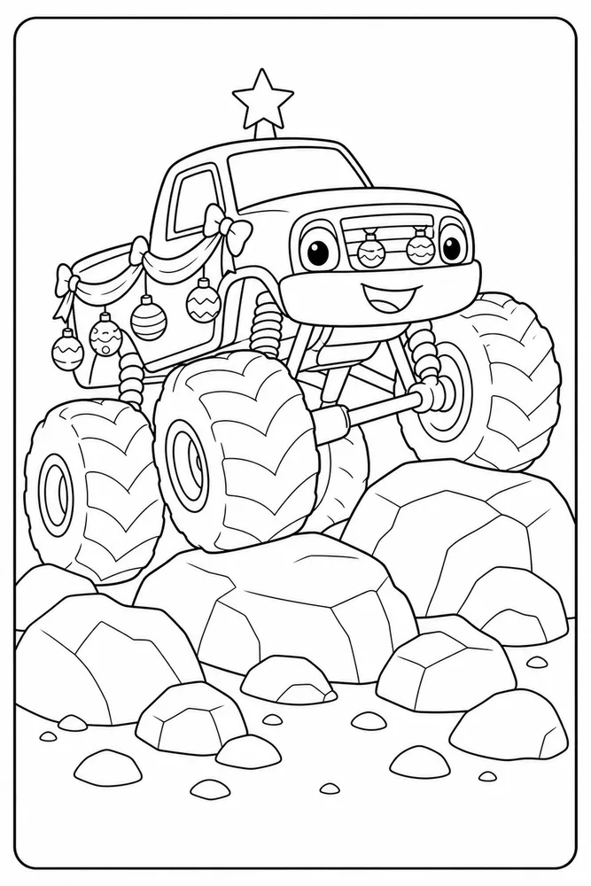 Christmas Monster Truck Christmas Monster Truck Rocky Obstacle coloring page