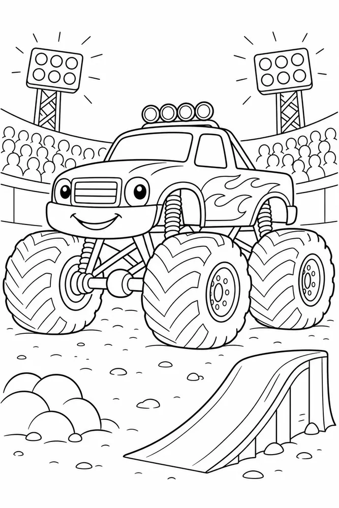 Easy Monster Truck Easy Monster Truck Arena Lights coloring page