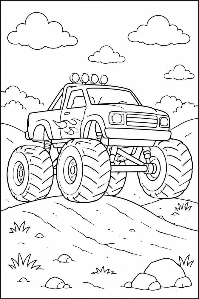 Easy Monster Truck Easy Monster Truck Dirt Road coloring page