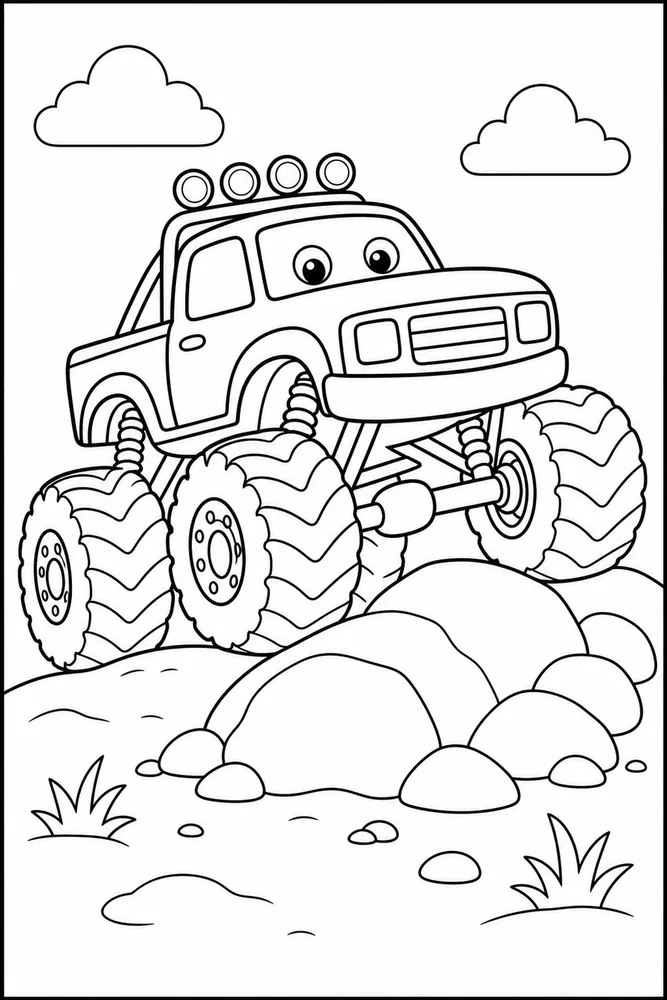 Easy Monster Truck Easy Monster Truck Rocky Obstacle coloring page
