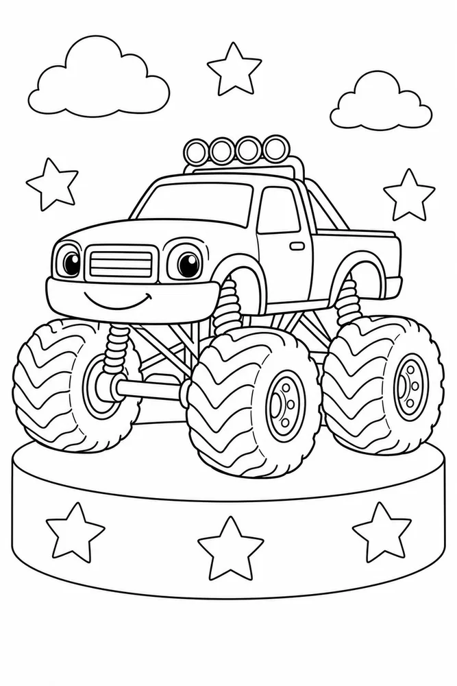 Easy Monster Truck Easy Monster Truck Showcase Platform coloring page