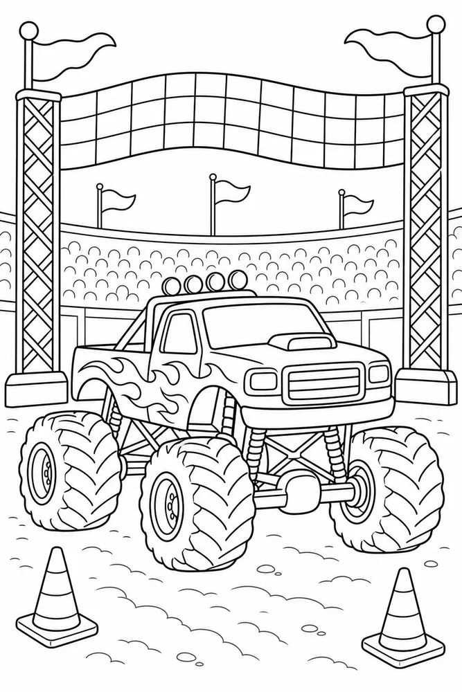 Easy Monster Truck Easy Monster Truck Stadium Start Line coloring page
