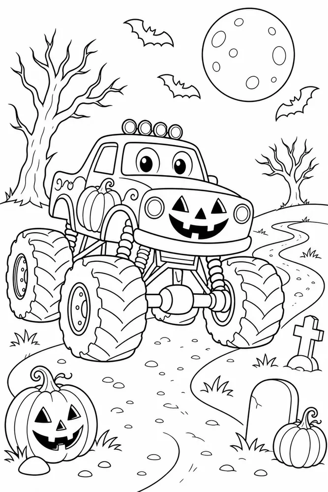 Halloween Monster Truck Halloween Monster Truck Dirt Road coloring page